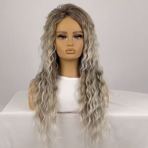 Long Wavy Ombre Wig - Brown and Gray